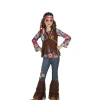 Disfraz de Hippie con chaleco marrón para niña