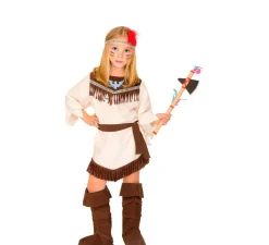 Disfraz de India Beige con Flecos para niña
