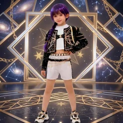 Online Dysmad Disfraz de Kantante K-Pop Pop Star Infantil – Conjunto de 3 Piezas para Niña