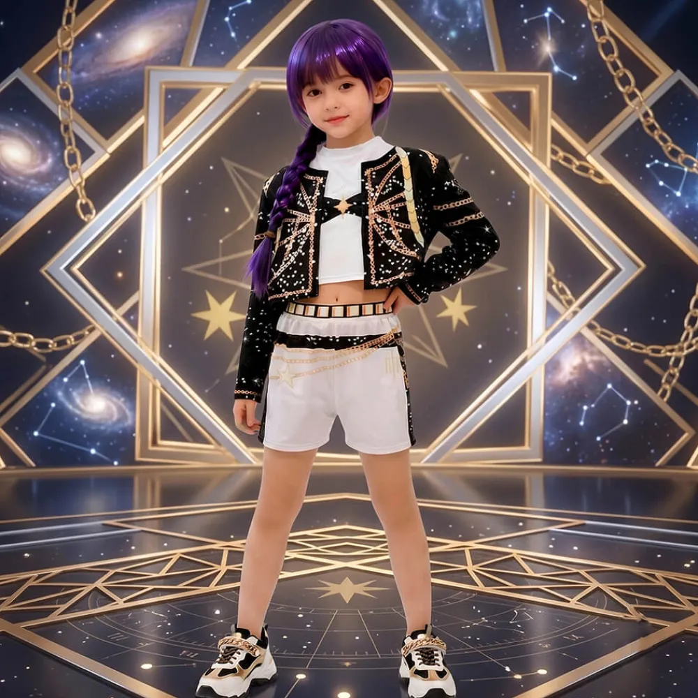 Online Dysmad Disfraz de Kantante K-Pop Pop Star Infantil – Conjunto de 3 Piezas para Niña