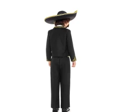 Disfraz de Mariachi Charro negro y dorado para niño