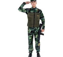 Disfraz de Militar verde Camuflado con Gorra para adulto
