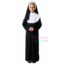 Disfraz de Monja Infantil – Hábito Tradicional con Velo