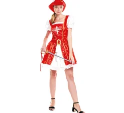 Online Disfraz de Mosquetera Roja en Vestido para mujer