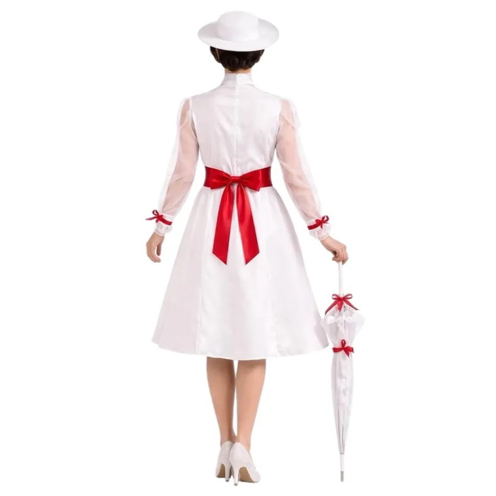 Disfraz de Niñera Mágica Adulto – Traje de Época Victoriana de Mary Poppins con Sombrero y Cinturón (3 Piezas)