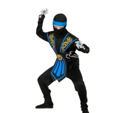 Online Disfraz de Ninja Kombat Azul con Armas para niño