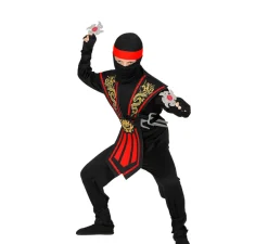 Disfraz de Ninja Kombat Rojo con Armas para niño