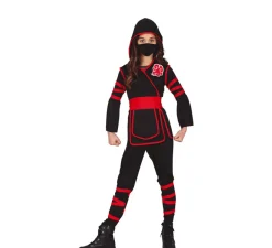 Outlet Disfraz de Ninja negro y rojo para niña