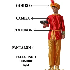 Clearance Kebedo Moda Disfraz de Paje Rojo Real Hombre