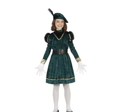 Disfraz de Paje Verde Elegante para niña