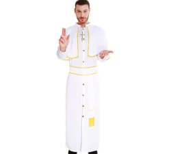 Disfraz de Papa Blanco y Dorado para hombre