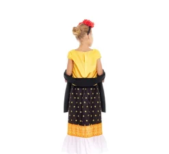 Disfraz de Pintora Mexicana amarillo y negro para niña