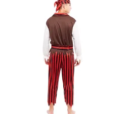Disfraz de Pirata rojo a rayas para hombre