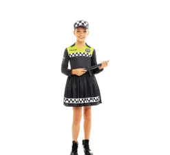 Disfraz de Policía en Vestido negro y amarillo para niña