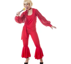Disfraz de Raffaella Carrà rojo para adultos