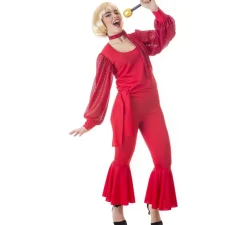 Disfraz de Raffaella Carrà rojo para adultos