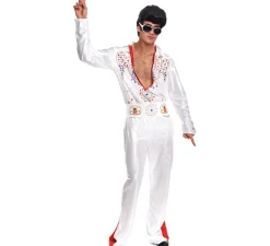 Disfraz de Rey del Rock Blanco para hombre