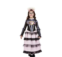 Hot Disfraz de Señorita del Día de Muertos negro y rosa para niña
