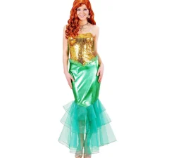 Best Disfraz de Sirena Verde y Amarillo para mujer
