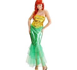 Best Disfraz de Sirena Verde y Amarillo para mujer