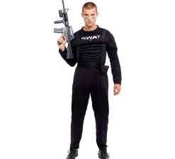 Discount Disfraz de Soldado SWAT Musculoso negro para hombre
