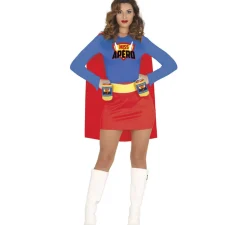 Disfraz de Super Heroína con bebidas para mujer