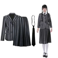Disfraz de Uniforme Escolar de Miércoles Addams Merlina para Mujer - Chaqueta y Falda Gótica