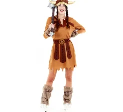New Disfraz de Vikinga Marrón Guerrera para niña