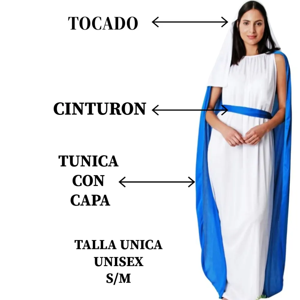 Outlet Kebedo Moda Disfraz de Virgen María Clásico con capa