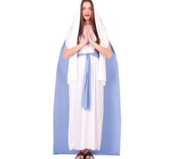 Disfraz de Virgen María con túnica y velo para mujer