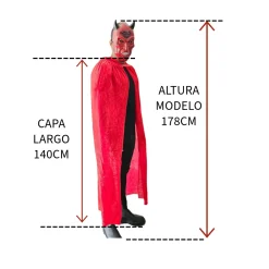 Disfraz Diablo Capa Roja Terciopelo con Máscara y Tridente Adulto