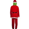 Disfraz El Grinch Criatura Verde Navideña con Traje Papá Noel Rojo