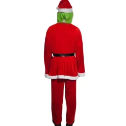 Disfraz El Grinch Criatura Verde Navideña con Traje Papá Noel Rojo