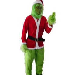 Disfraz El Grinch Duende Verde Peludo con Traje de Navidad Adulto