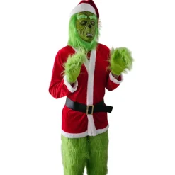 Disfraz El Grinch Duende Verde Peludo con Traje de Navidad Adulto
