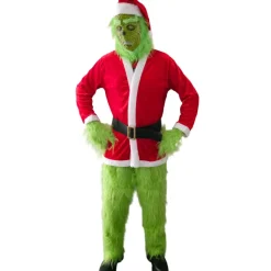 Disfraz El Grinch Duende Verde Peludo con Traje de Navidad Adulto