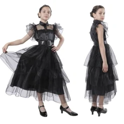 Disfraz Gala Merlina para Niñas - Vestido de Baile de Miércoles Addams