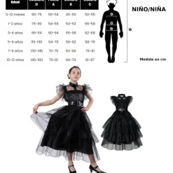Disfraz Gala Merlina para Niñas - Vestido de Baile de Miércoles Addams