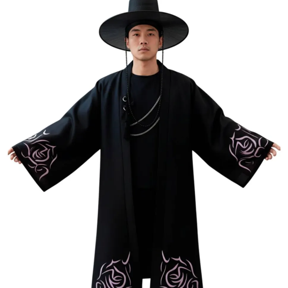 Disfraz Guerrero K-Pop Hombre con Sombrero Gat y Túnica Negra