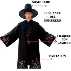 Disfraz Guerrero K-Pop Hombre con Sombrero Gat y Túnica Negra