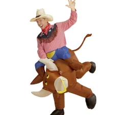 Clearance Disfraz Hinchable de Vaquero montando Toro Salvaje para adulto