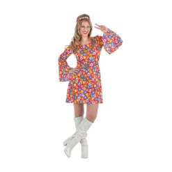 Disfraz Hippie Mujer años 70 Flores Adulto