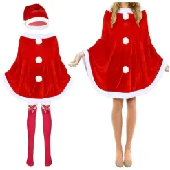 Disfraz Mamá Noel Poncho Gorro y Medias