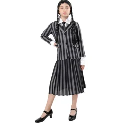 Outlet Kebedo Moda Disfraz Miércoles Addams Merlina Uniforme Escolar Gótica para Niñas