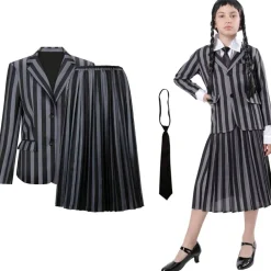 Outlet Kebedo Moda Disfraz Miércoles Addams Merlina Uniforme Escolar Gótica para Niñas