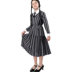 Outlet Kebedo Moda Disfraz Miércoles Addams Merlina Uniforme Escolar Gótica para Niñas
