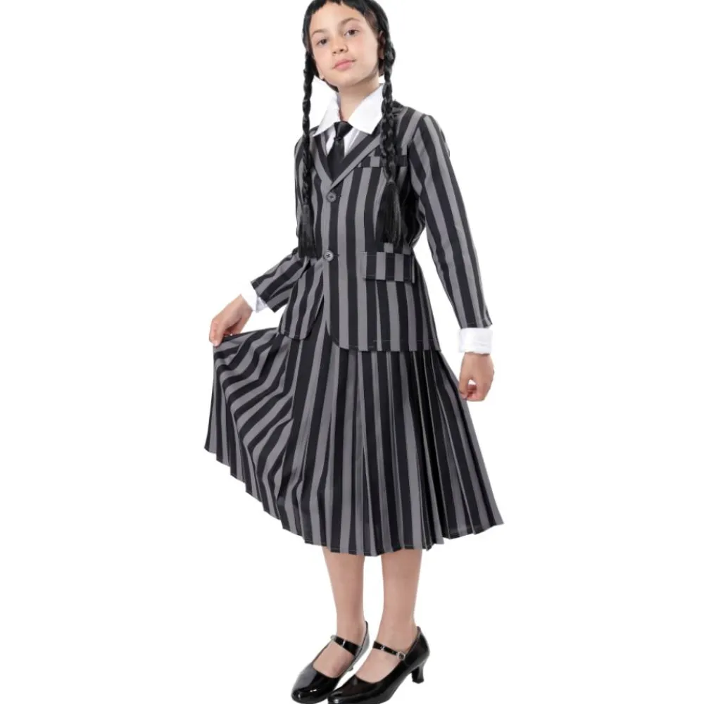 Outlet Kebedo Moda Disfraz Miércoles Addams Merlina Uniforme Escolar Gótica para Niñas