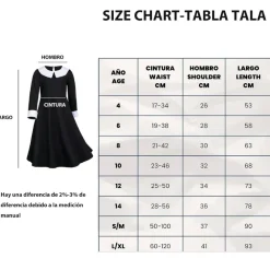 Discount Kebedo Moda Disfraz Miércoles Addams Vestido Gótico Merlina con Medias y Mano de Látex