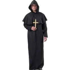 Disfraz Monje Sacerdote Túnica Negra Adulto