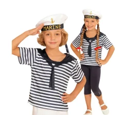 Disfraz o Kit Marinero Clásico a Rayas Infantil: Camiseta y Gorra